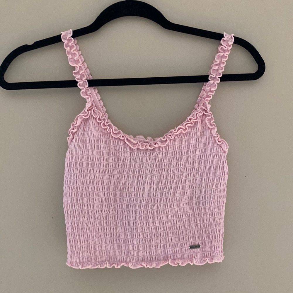 Cropped pretty pink Hollister tank top.